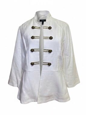 Chico's Ivory Peplum Military Jacket | Size O